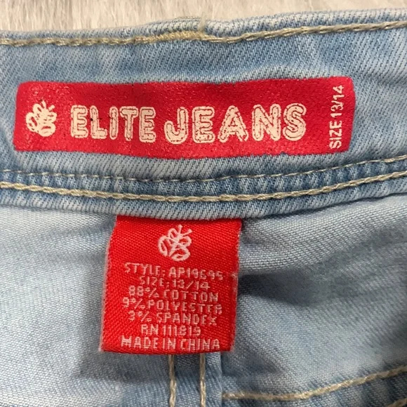 Elite Jeans, Women’s Ripped light wash hollow out sz 13/14 - Picture 5 of 8